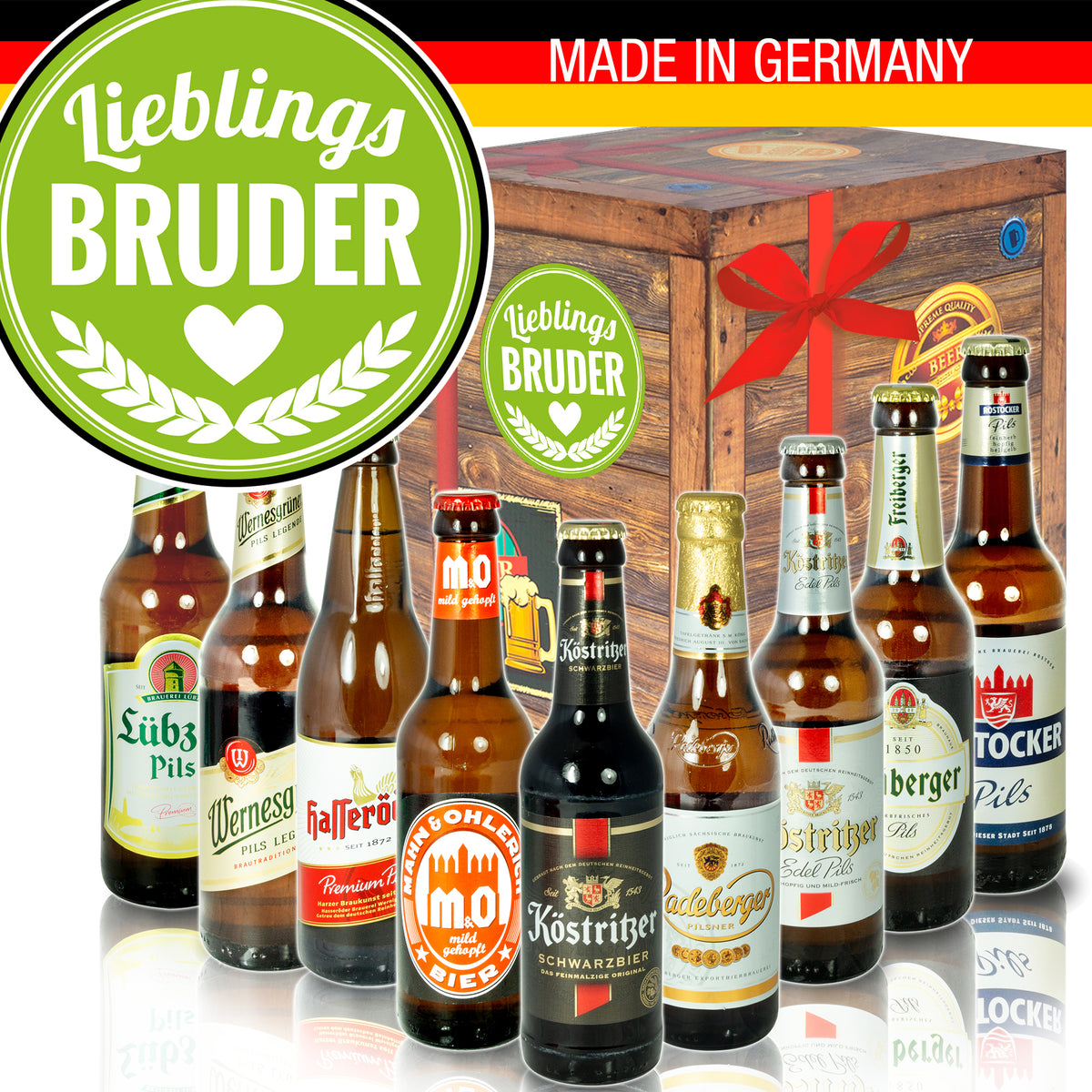 Lieblings-Bruder | 9 Flaschen Biere aus Ostdeutschland | Geschenkpaket
