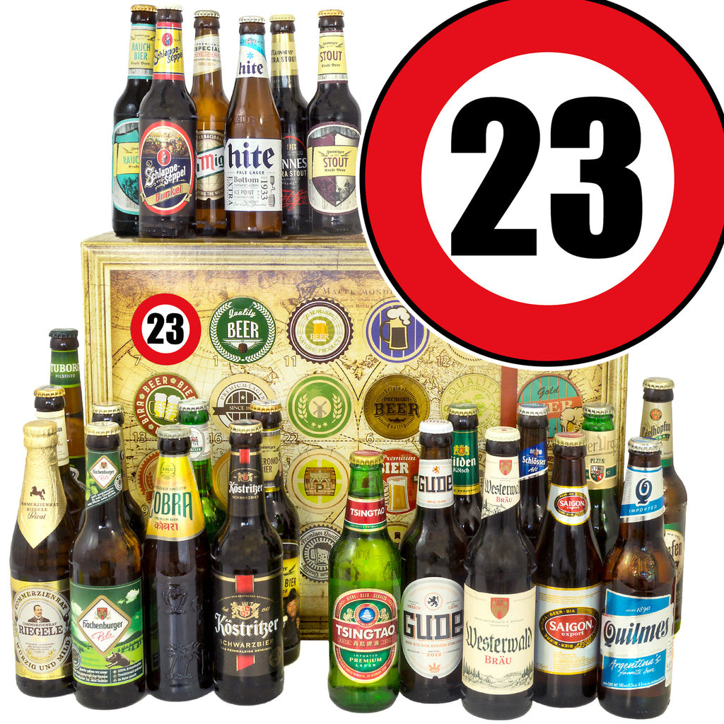 Zahl 23 | 24 Flaschen Bier aus Welt und Deutschland | Bierbox