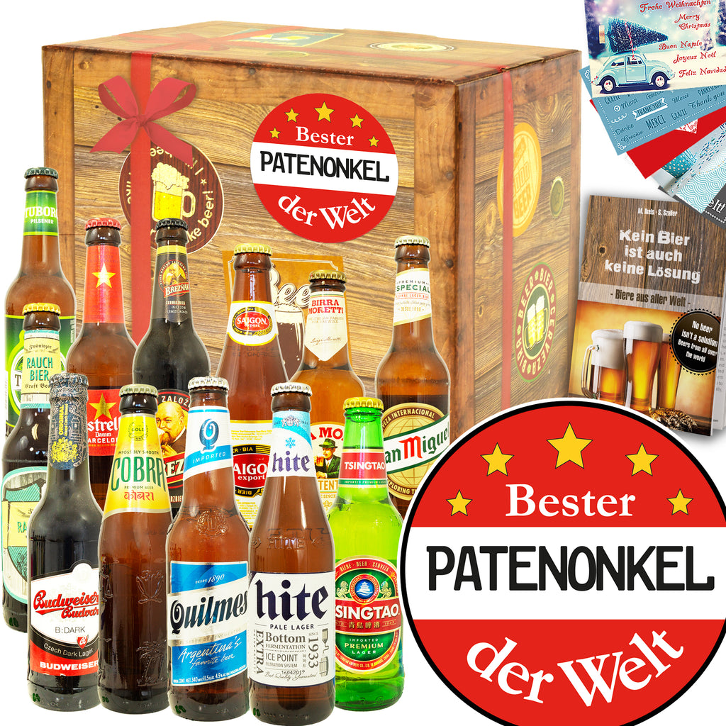 Bester Patenonkel | 12 Spezialitäten Biere aus aller Welt | Geschenk Set