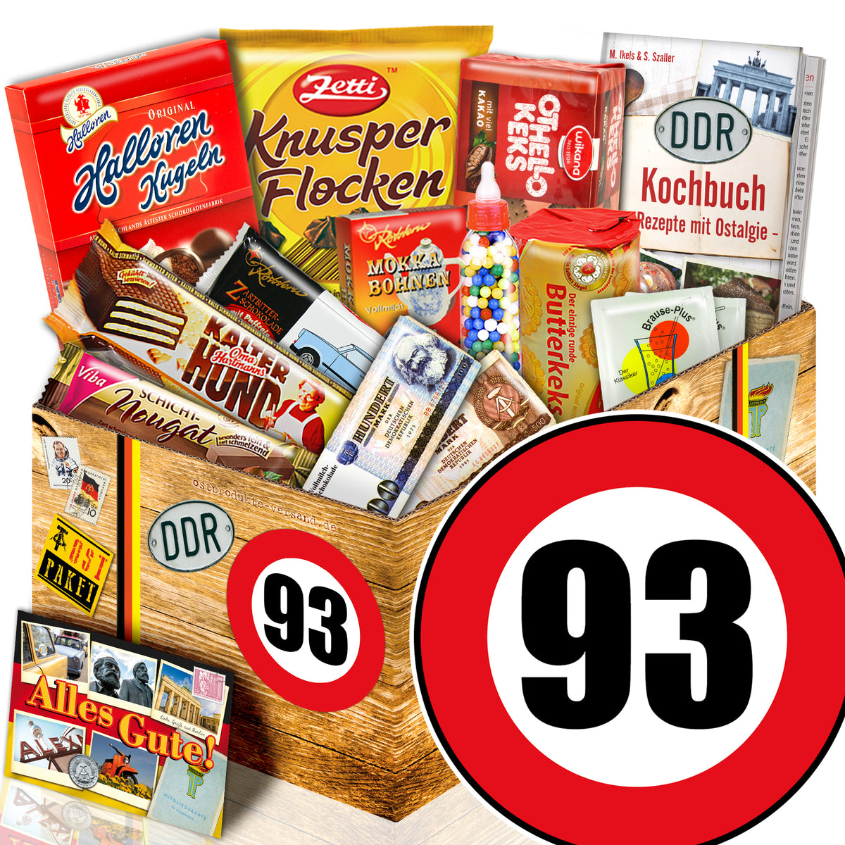 Zahl 93 - Süßigkeiten Set DDR L - monatsgeschenke.de