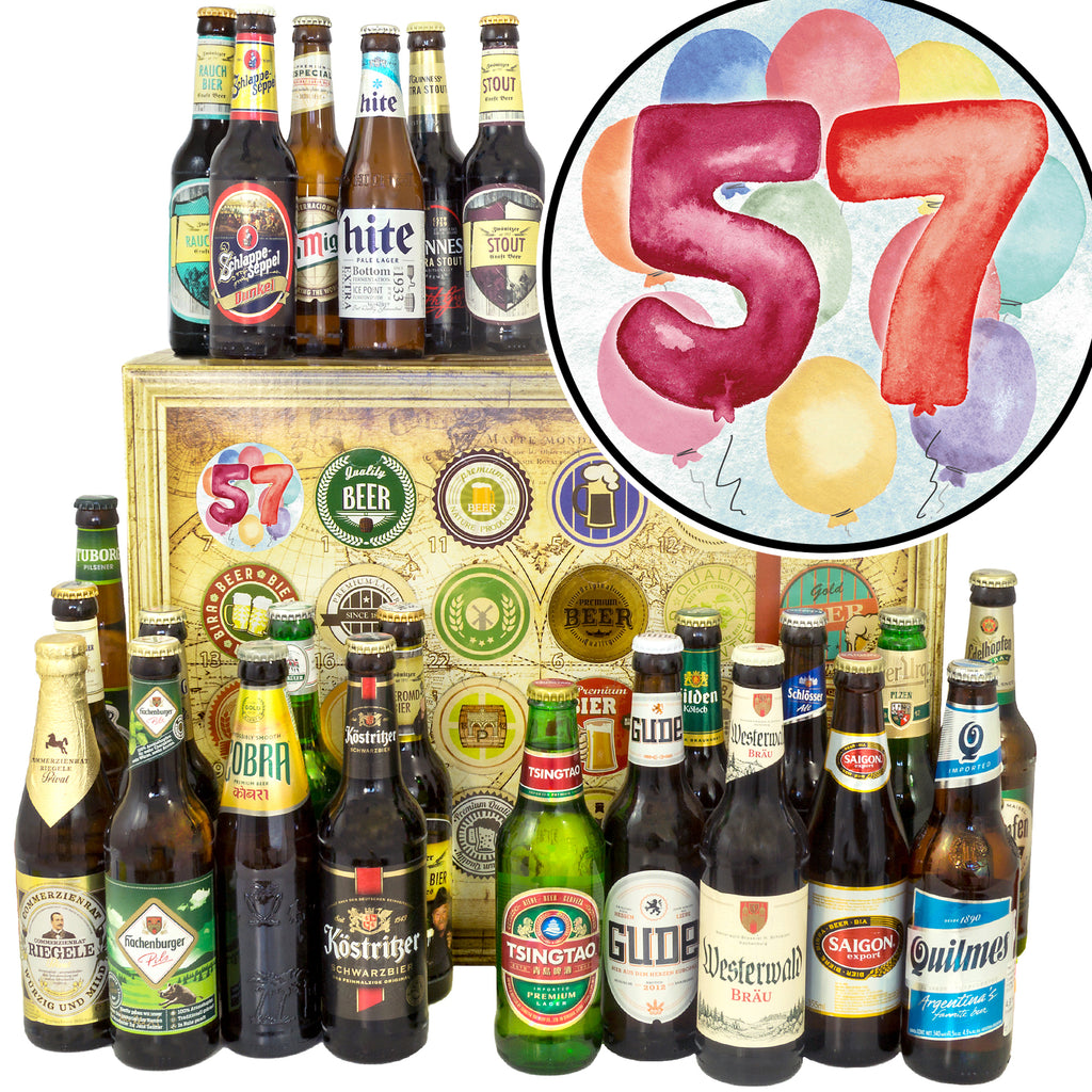 Geburtstag 57 | 24x Bier International und Deutschland | Geschenkset