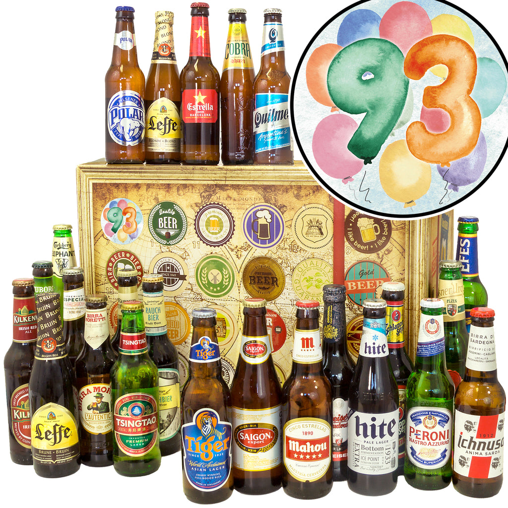Geburtstag 93 | 24 Biersorten Biere aus aller Welt | Geschenkbox