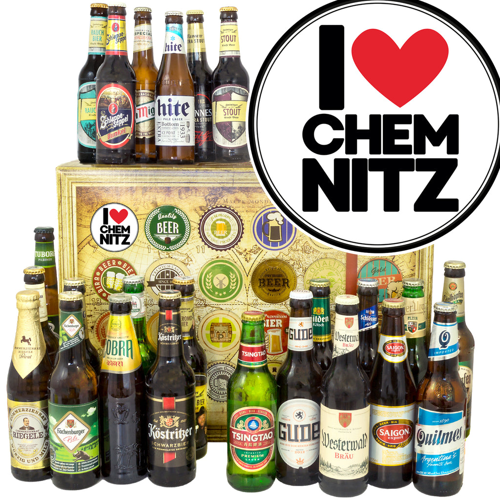 I love Chemnitz | 24 Flaschen Bier International und Deutschland | Geschenkidee