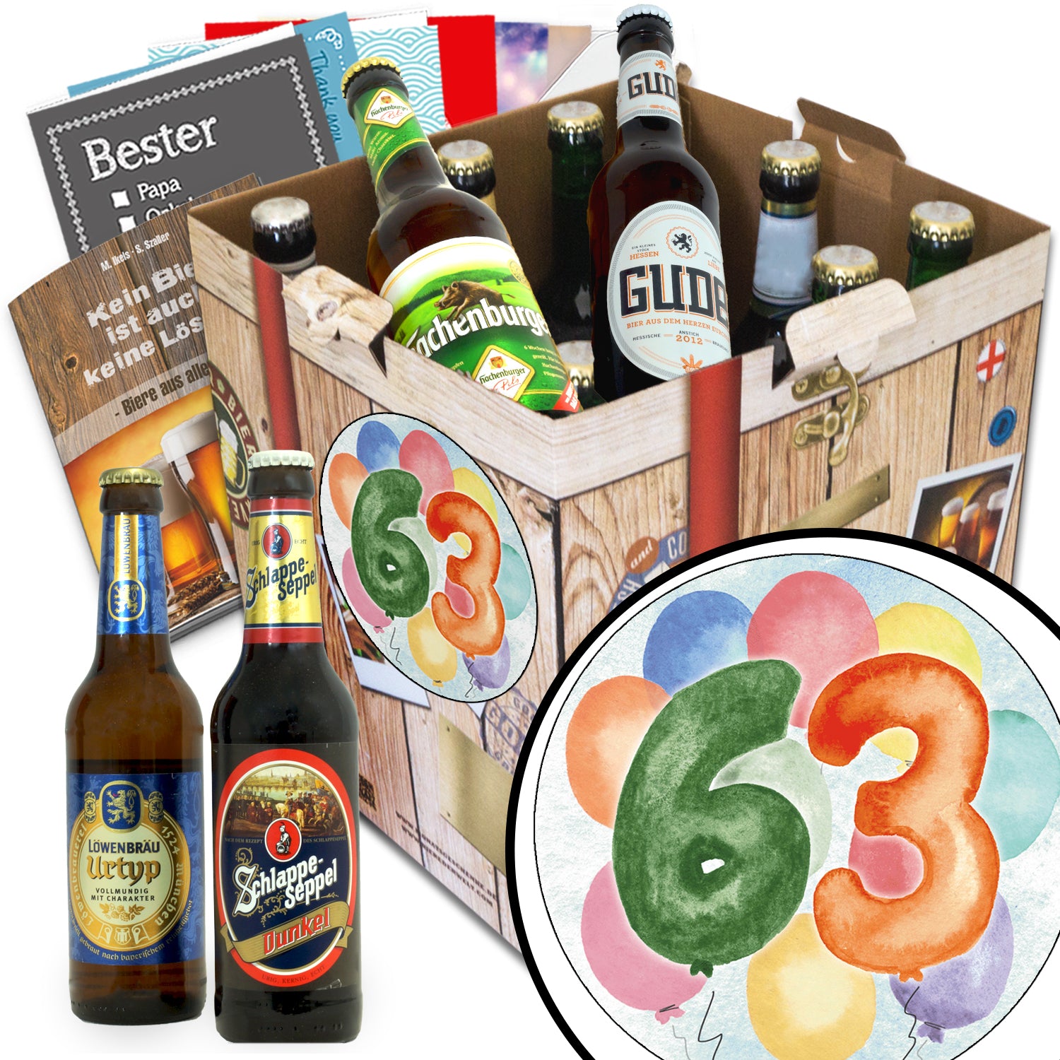 Geburtstag 63 | 9 Flaschen Biere Deutschland | Paket