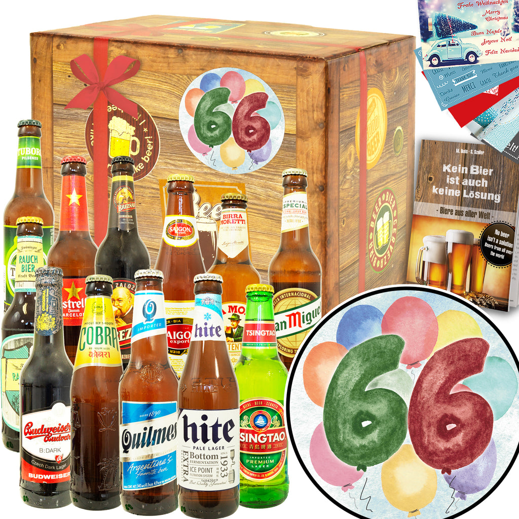 Geburtstag 66 | 12x Bier aus aller Welt | Geschenkbox