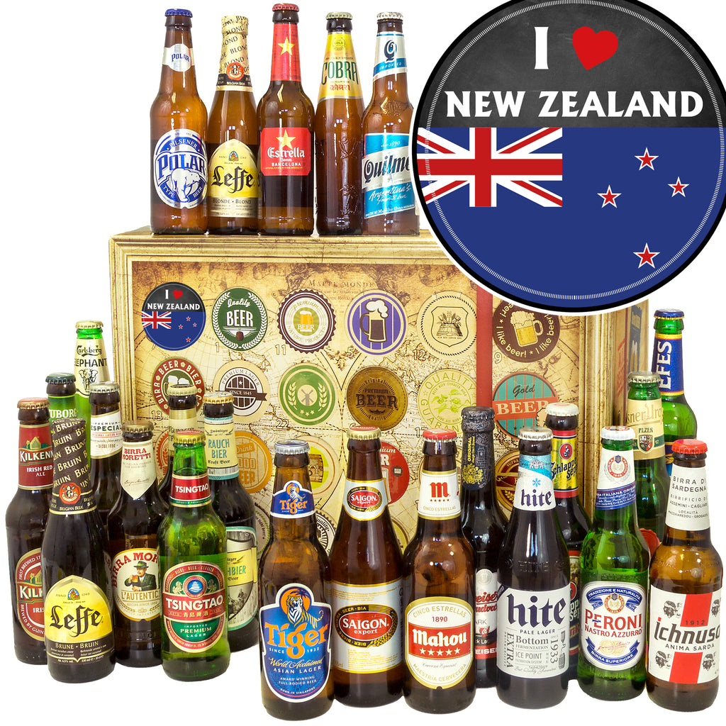 I love New Zealand | 24 Biersorten Bier aus aller Welt | Box