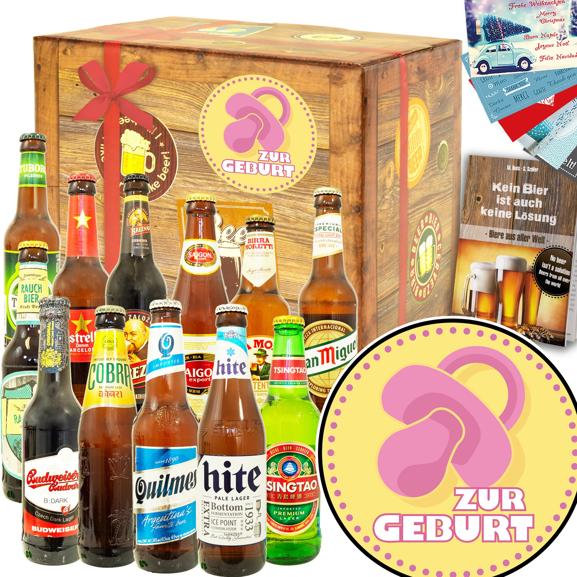 Zur Geburt Mädchen | 12x Biere der Welt Exoten | Geschenk Set