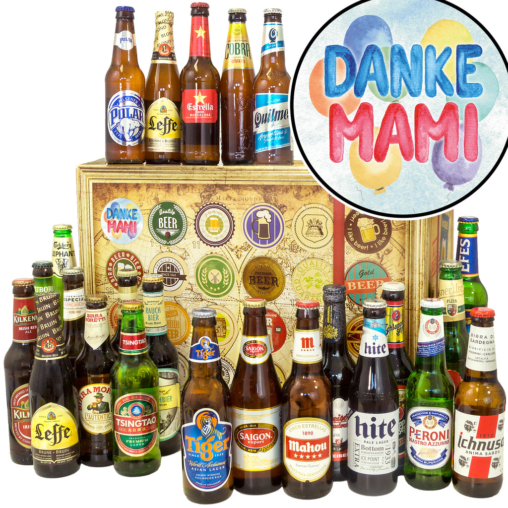 Danke Mami | 24 Spezialitäten Bier aus aller Welt | Geschenkset