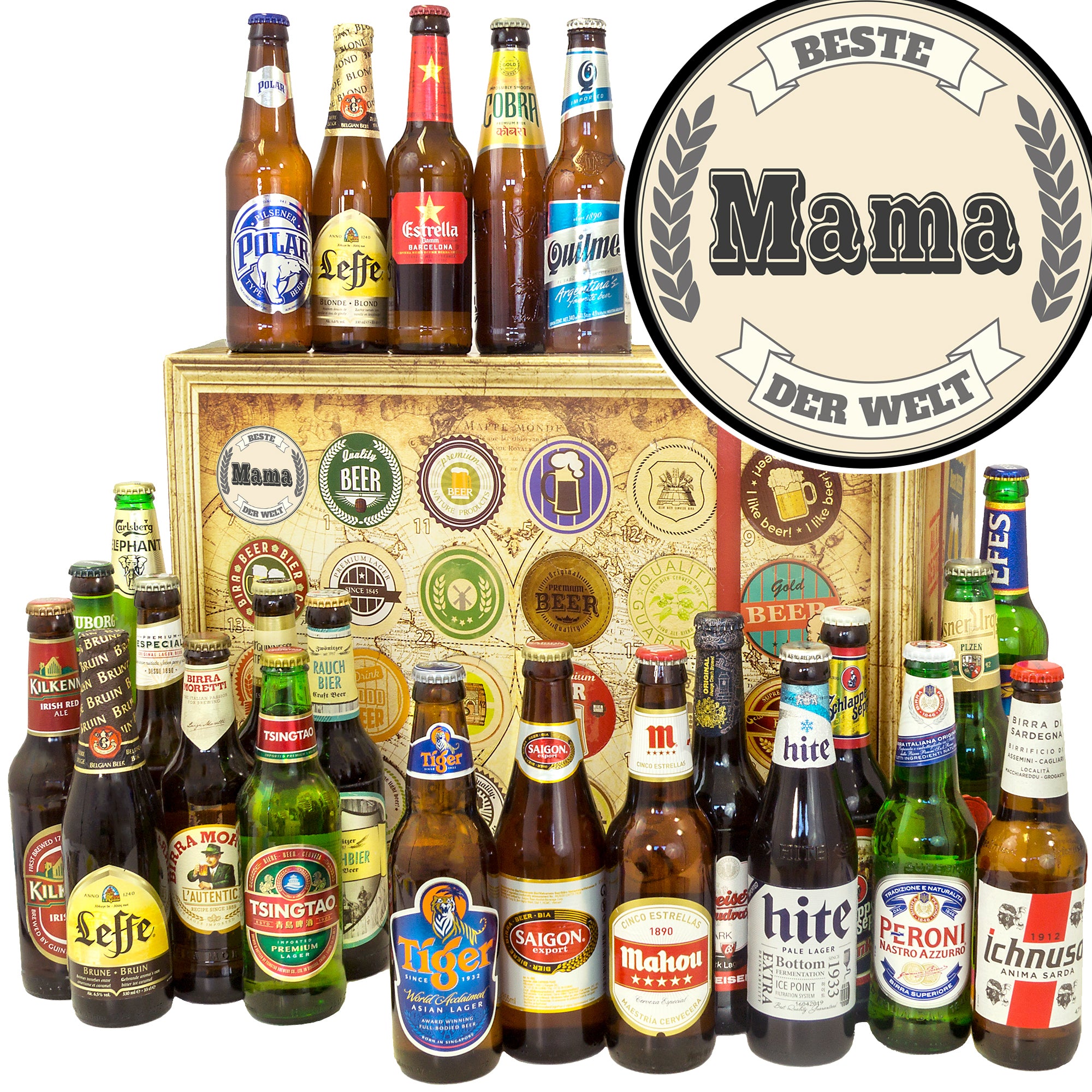 Beste Mama | 24 Biersorten Biere der Welt Exoten | Bierverkostung - monatsgeschenke.de