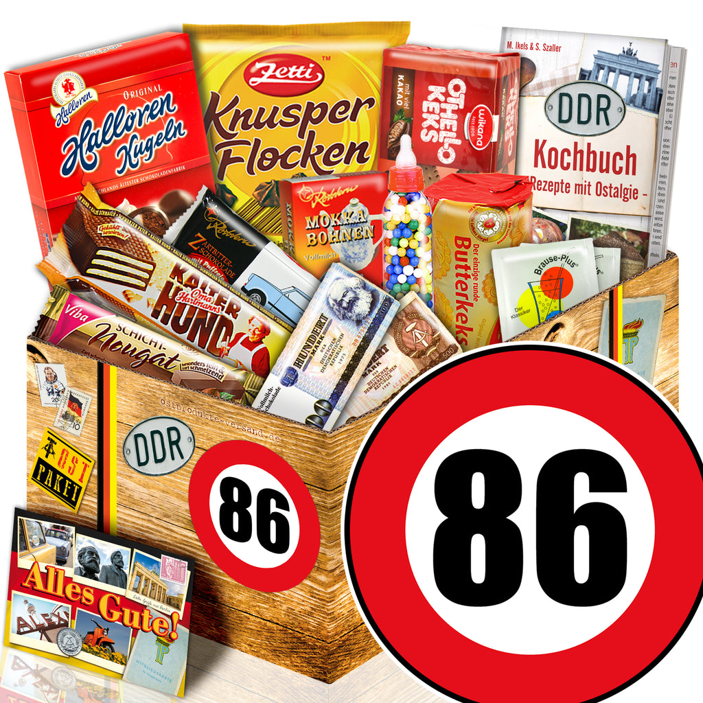 Zahl 86 - Süßigkeiten Set DDR L - monatsgeschenke.de