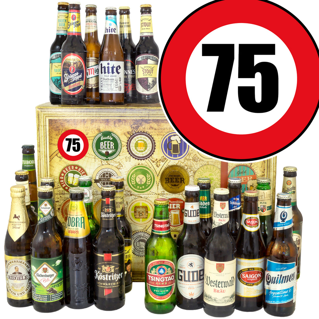 Zahl 75 | 24 Spezialitäten Bier International und Deutschland | Geschenk Box