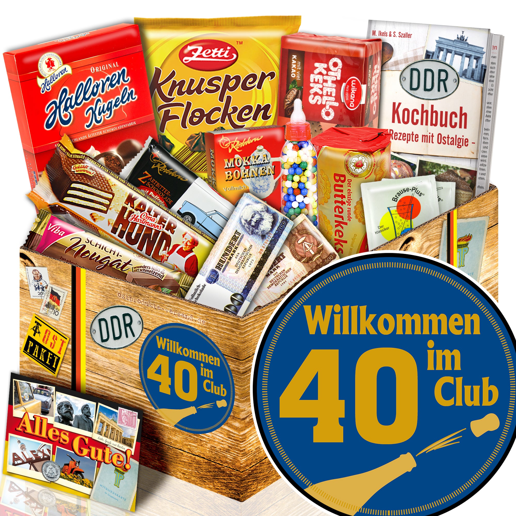Wilkommen im Club 40 - Süßigkeiten Set DDR L - monatsgeschenke.de