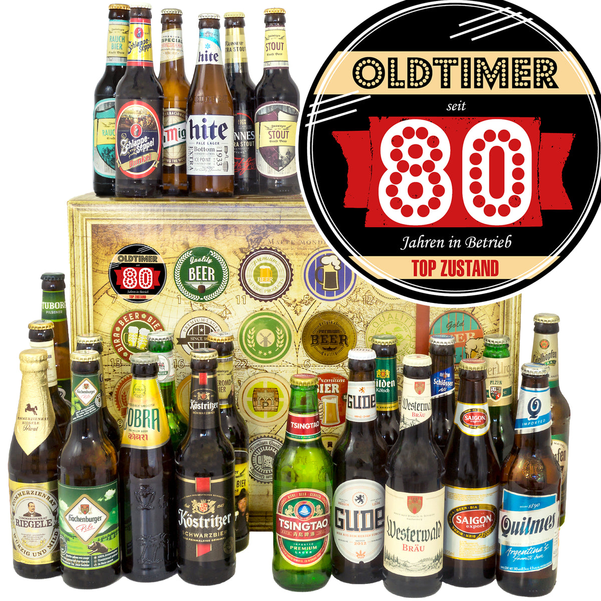 Oldtimer 80 | 24 Spezialitäten Biere Welt und Deutschland | Paket