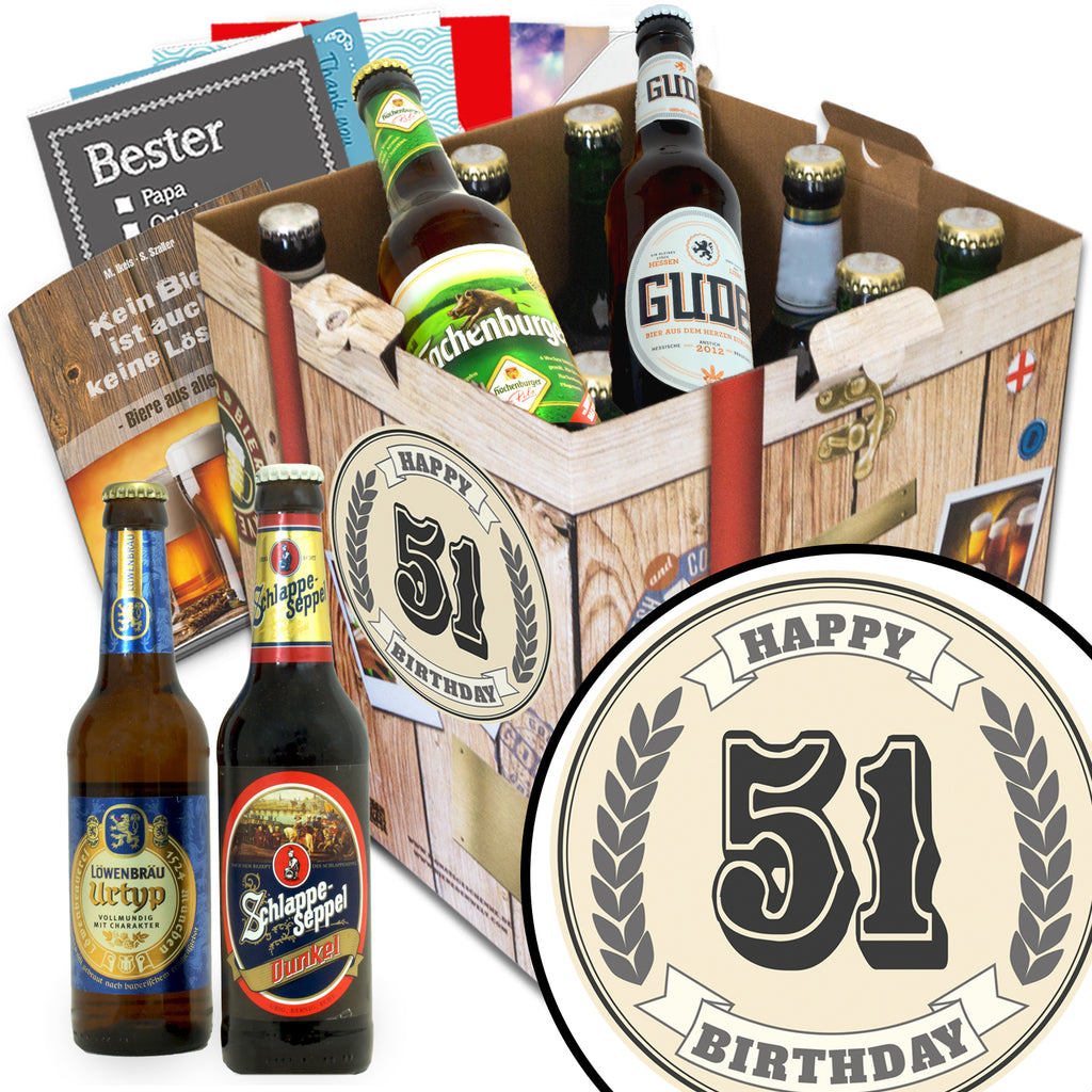 Geburtstag 51 | 9 Flaschen Deutsche Biere | Geschenkkorb
