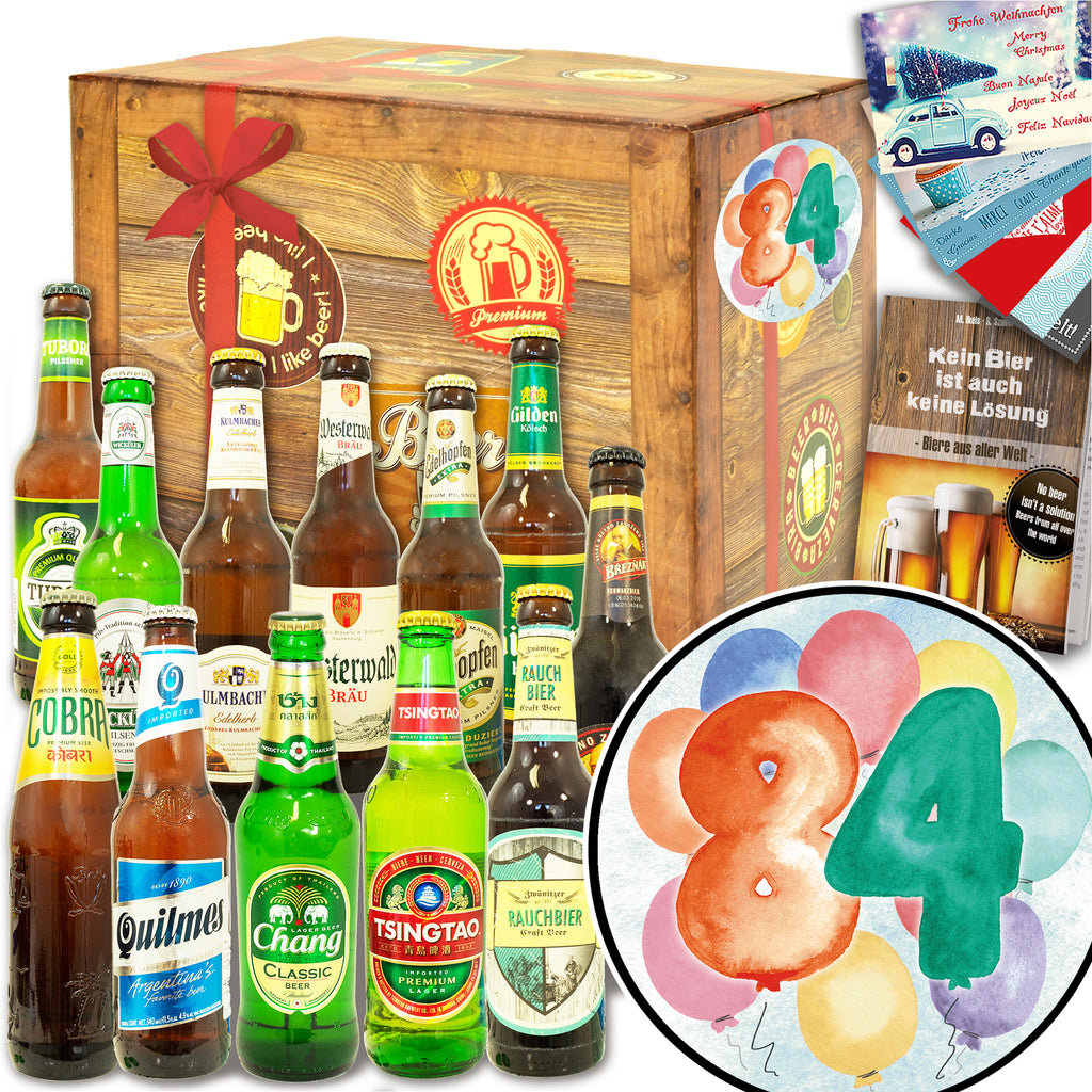 Geburtstag 84 | 12x Bier International und DE | Geschenkbox