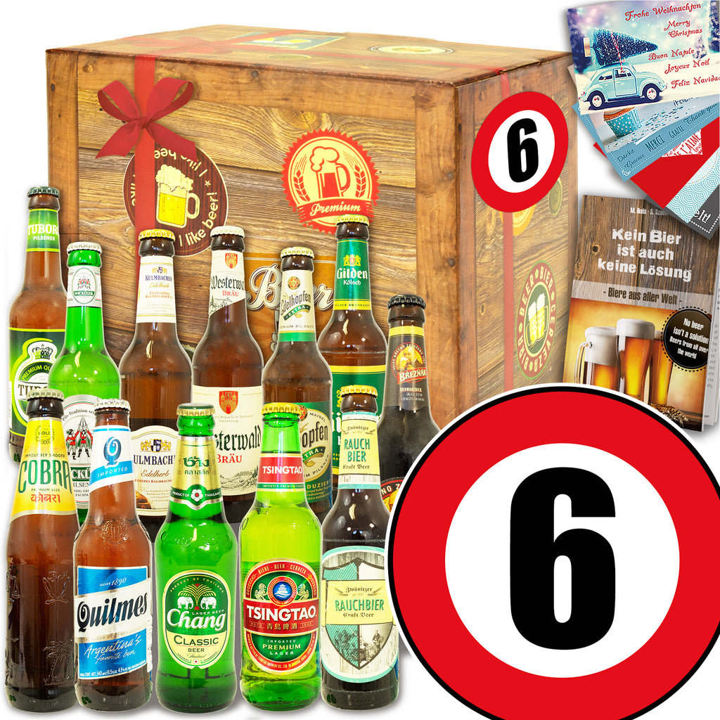 Zahl 6 | 12 Flaschen Bier aus der Welt und Deutschland | Bierbox
