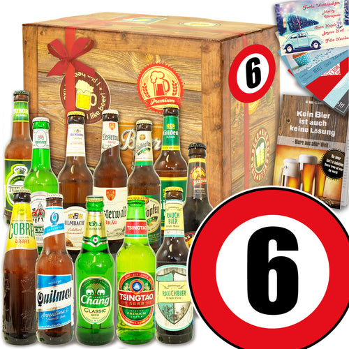 Zahl 6 | 12 Flaschen Bier aus der Welt und Deutschland | Bierbox