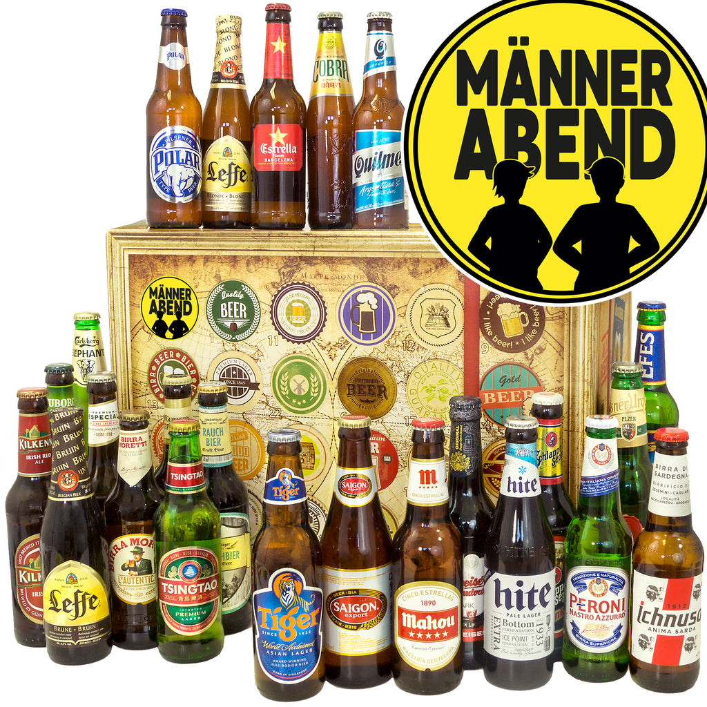 Männerabend | 24x Bier Weltreise | Geschenk Set