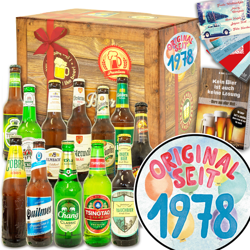 Original seit 1978 | 12x Bier aus der Welt und Deutschland | Geschenkkorb