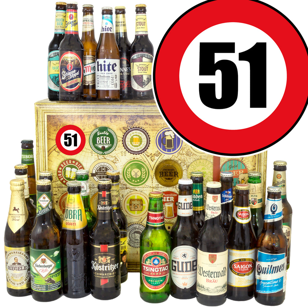 Zahl 51 | 24x Bier aus Welt und Deutschland | Paket