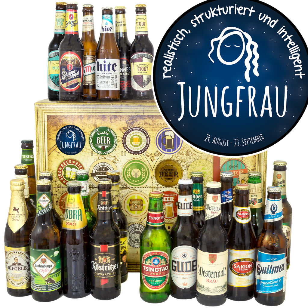 Sternzeichen Jungfrau | 24 Spezialitäten Bier Deutschland und Welt | Geschenkpaket