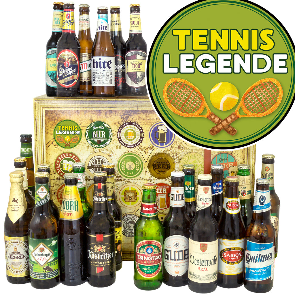 Tennislegende | 24x Bier Bier Deutschland und Welt | Geschenk Box