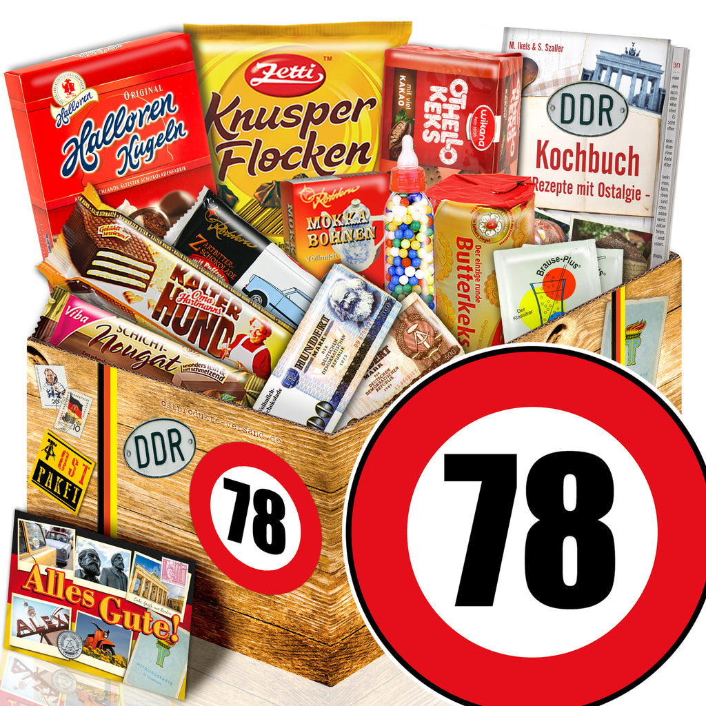 Zahl 78 - Süßigkeiten Set DDR L - monatsgeschenke.de