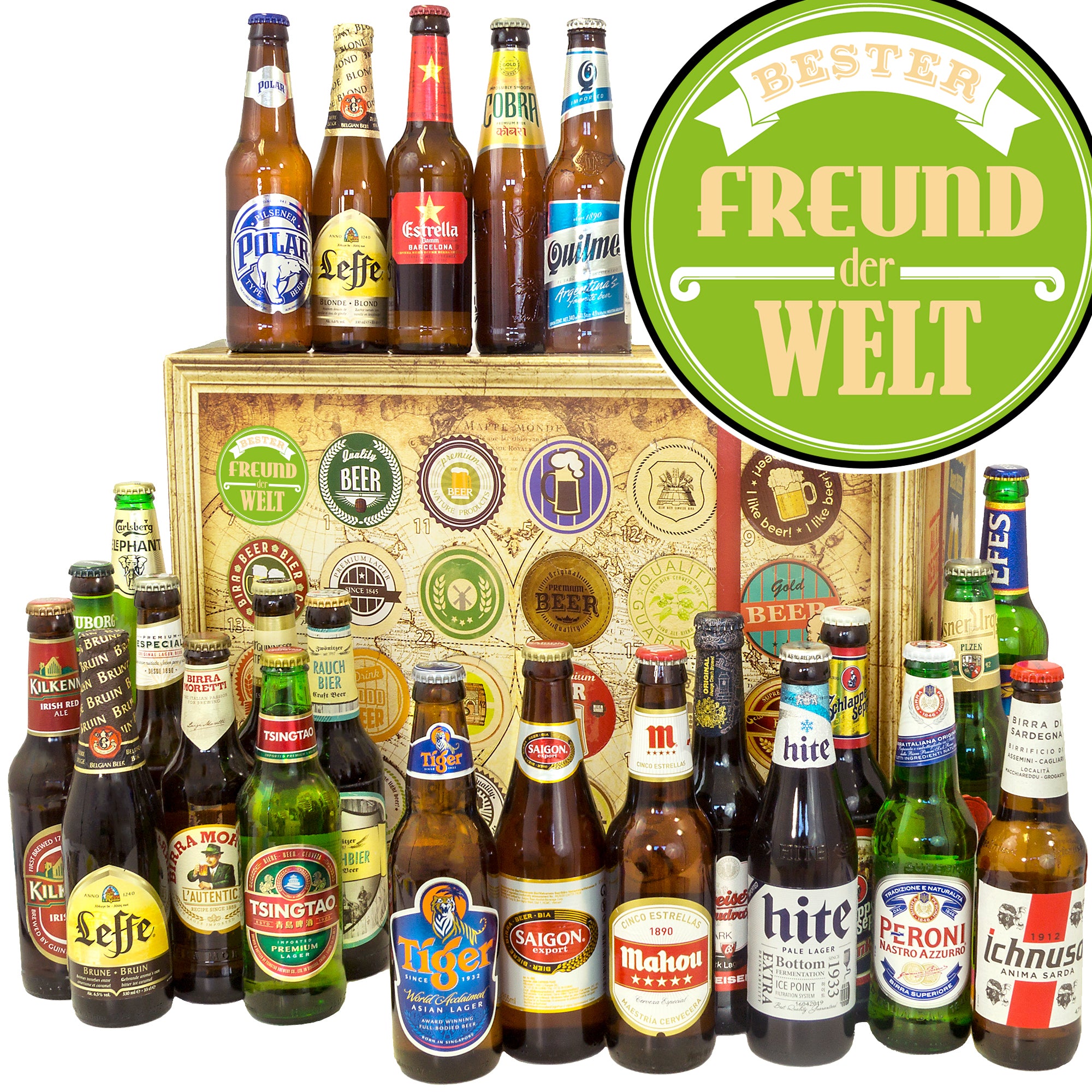 Bester Freund | 24 Spezialitäten Bier aus aller Welt | Präsent - monatsgeschenke.de