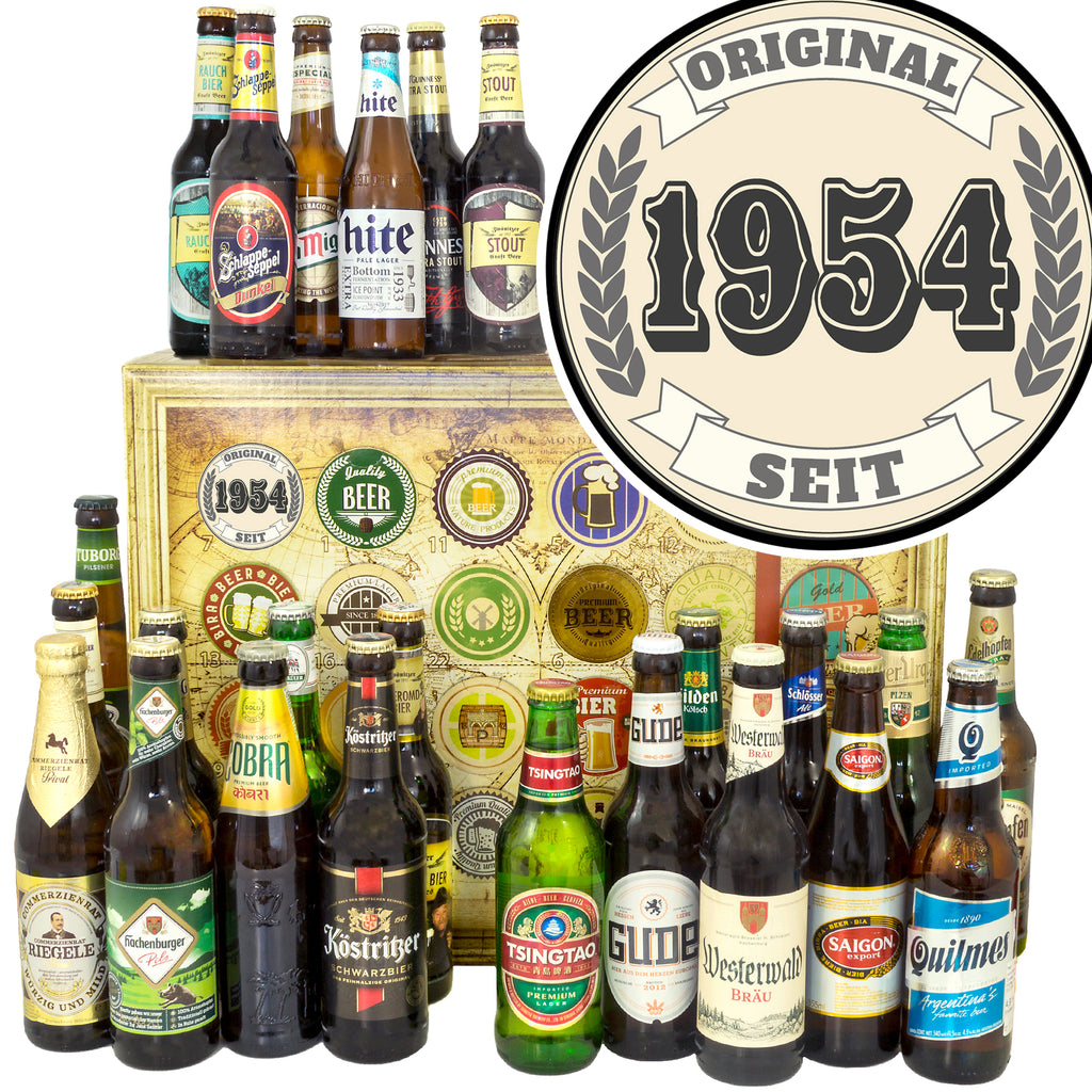 Original seit 1954 | 24 Flaschen Bier International und Deutschland | Bier Geschenk
