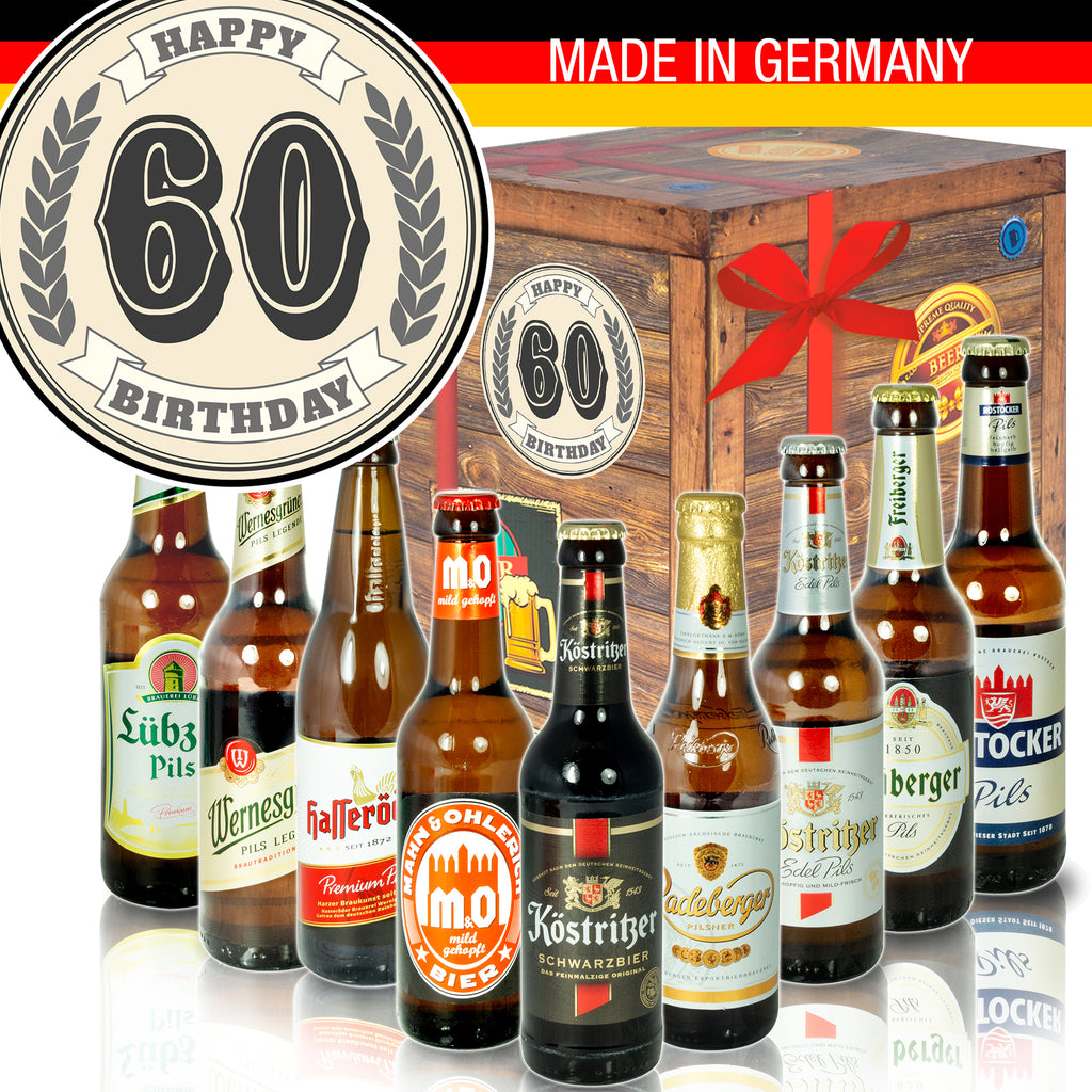 60. Geburtstag | 9 Flaschen Biere Ostdeutsch | Präsent