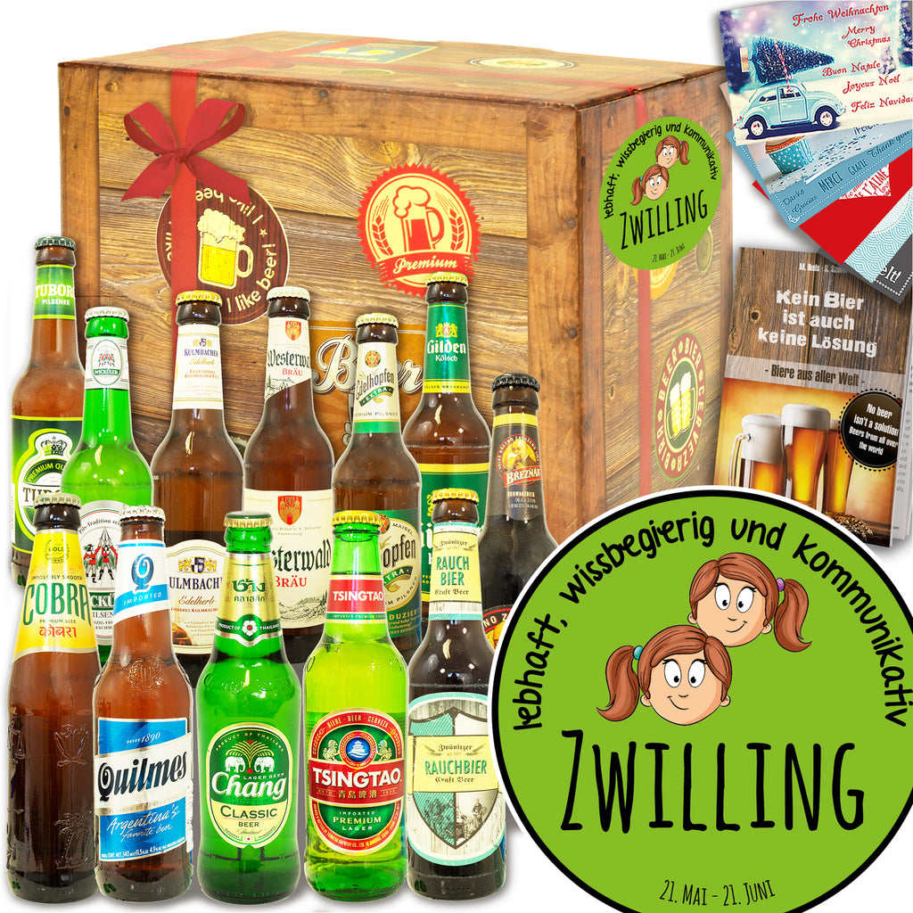 Sternzeichen Zwilling | 12x Bier International und DE | Geschenkset