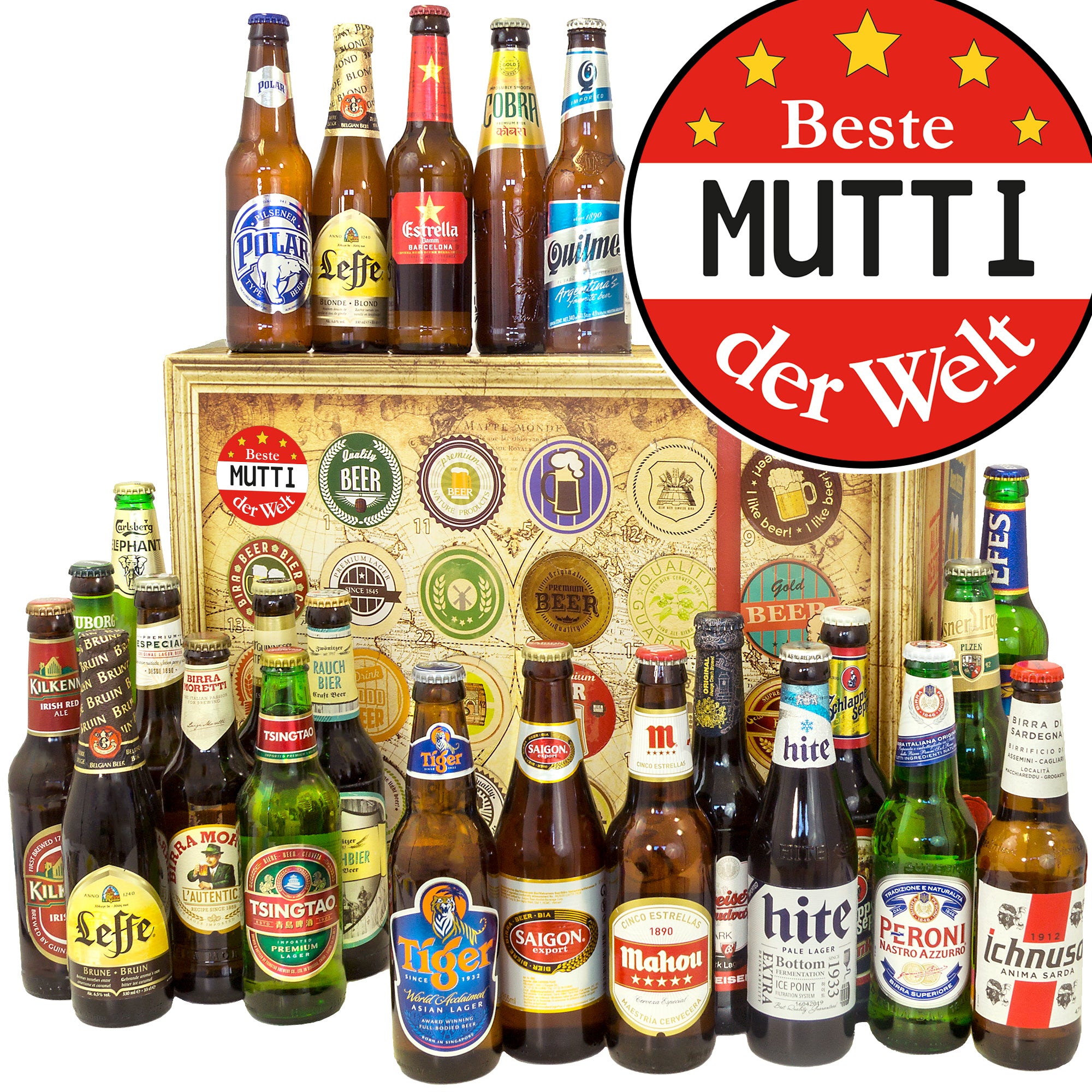 Beste Mutti | 24 Spezialitäten Biere der Welt Exoten | Probierpaket - monatsgeschenke.de
