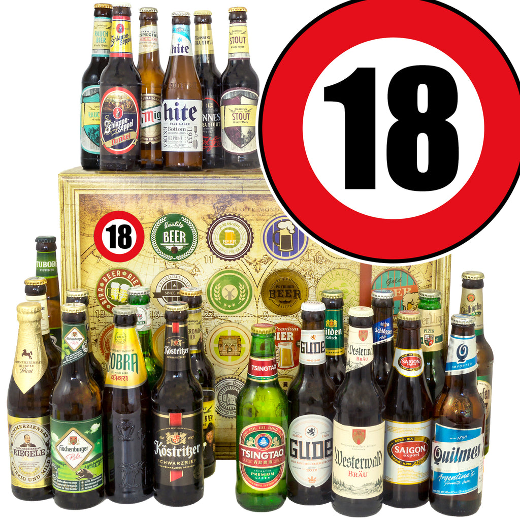 Zahl 18 | 24 Biersorten Biere Welt und Deutschland | Geschenkpaket