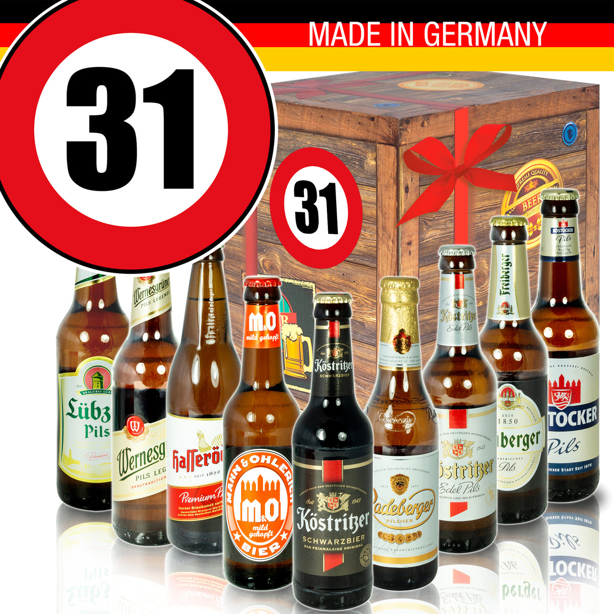 Zahl 31 | 9x Bier Biere Ostdeutsch | Geschenk Set
