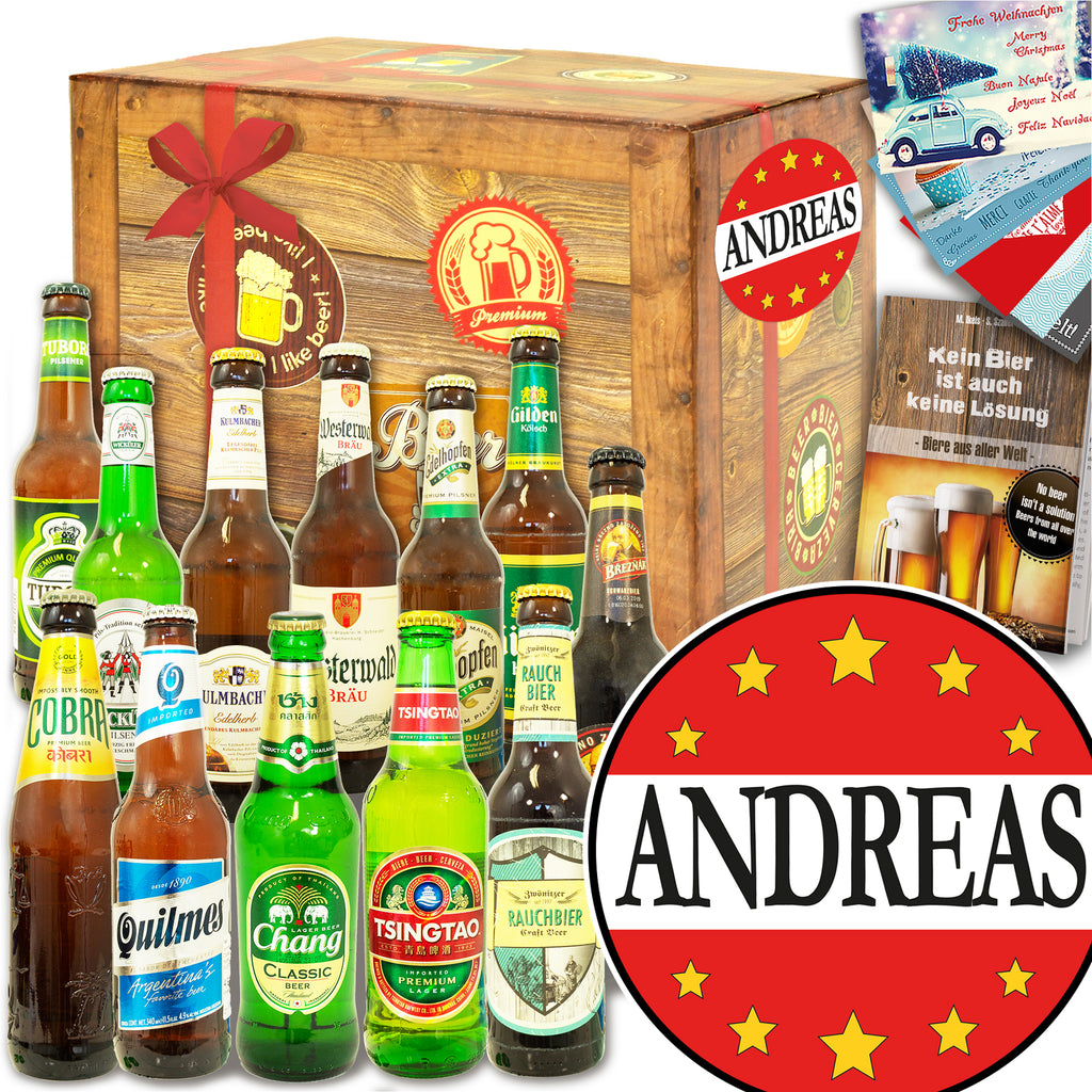 Andreas | 12 Flaschen Biere Welt und Deutschland | Geschenkpaket