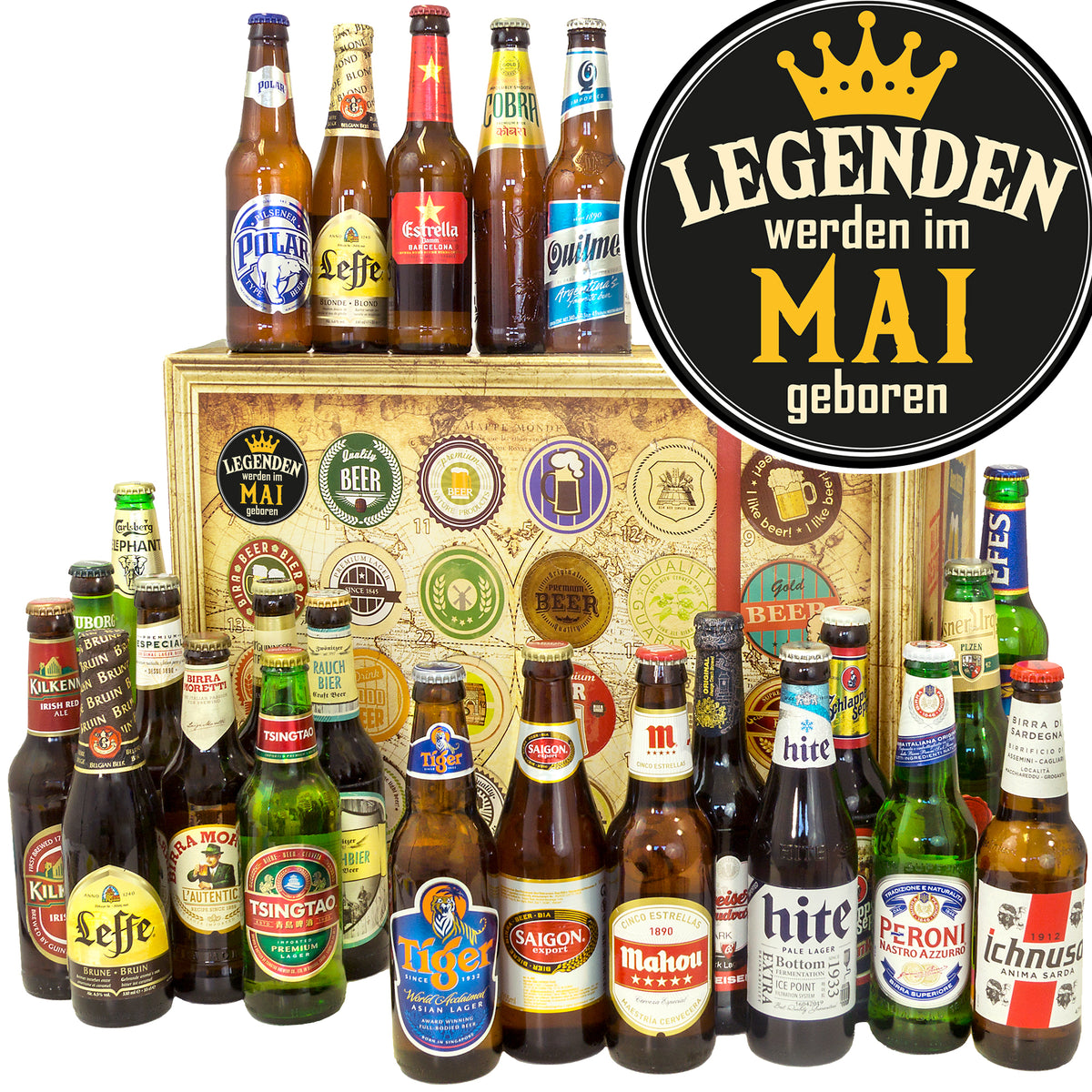 Legende Mai | 24 Länder Biere aus aller Welt | Geschenk Set - monatsgeschenke.de