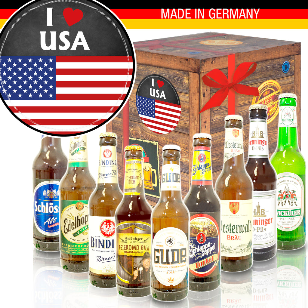 I love USA | 9x Bier Biere aus Deutschland | Geschenkset