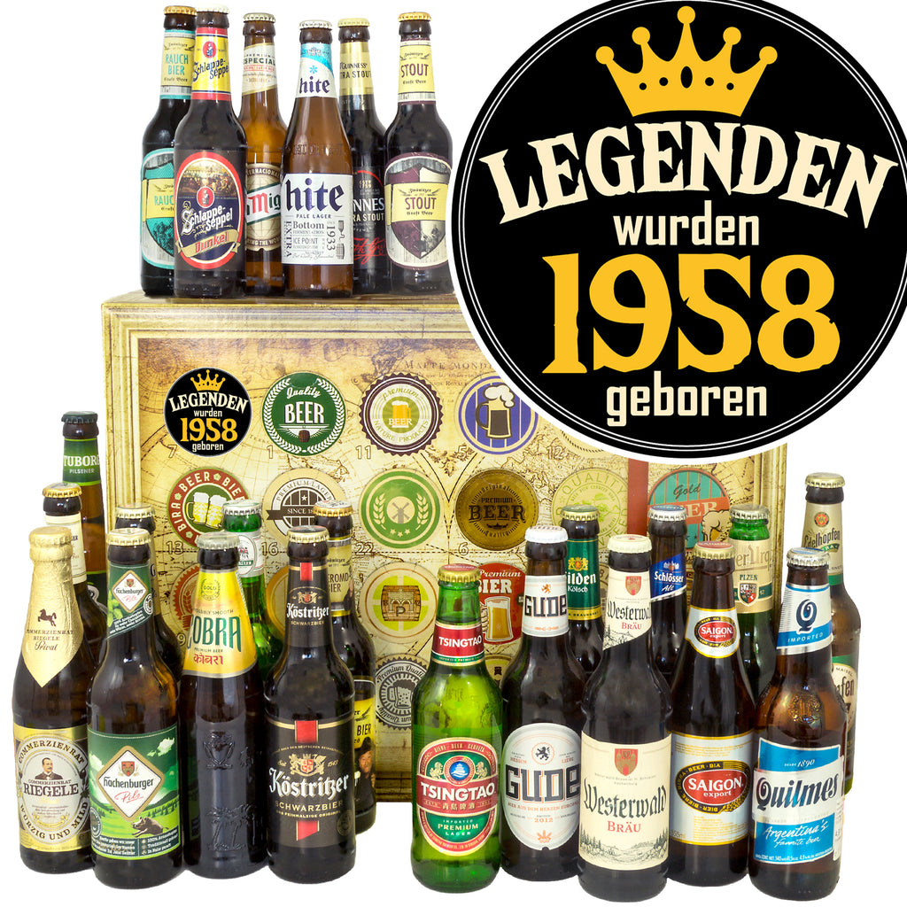 Legenden 1958 | 24 Biersorten Bier International und Deutschland | Geschenk Set
