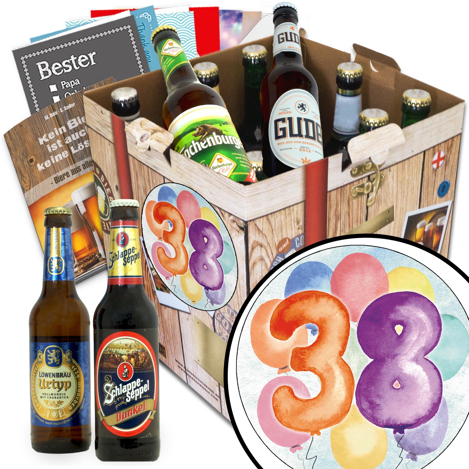 Geburtstag 38 | 9x Bier Biere aus Deutschland | Geschenkbox