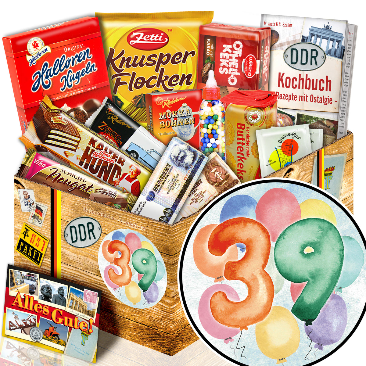 Zahl 39 - Süßigkeiten Set DDR L - monatsgeschenke.de