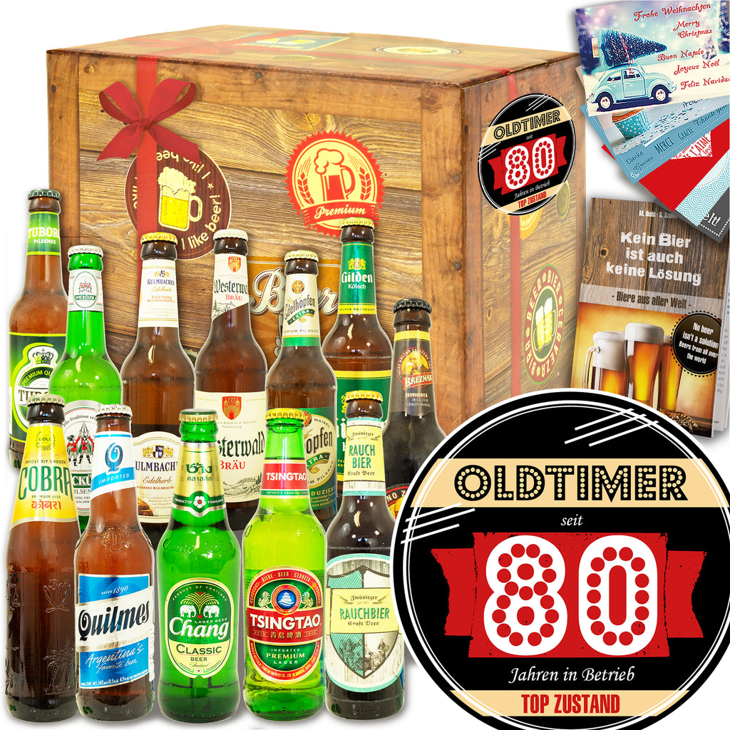 Oldtimer 80 | 12x Bier International und DE | Geschenkidee