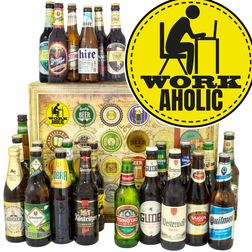 Workoholic | 24 Flaschen Bier aus Welt und Deutschland | Paket