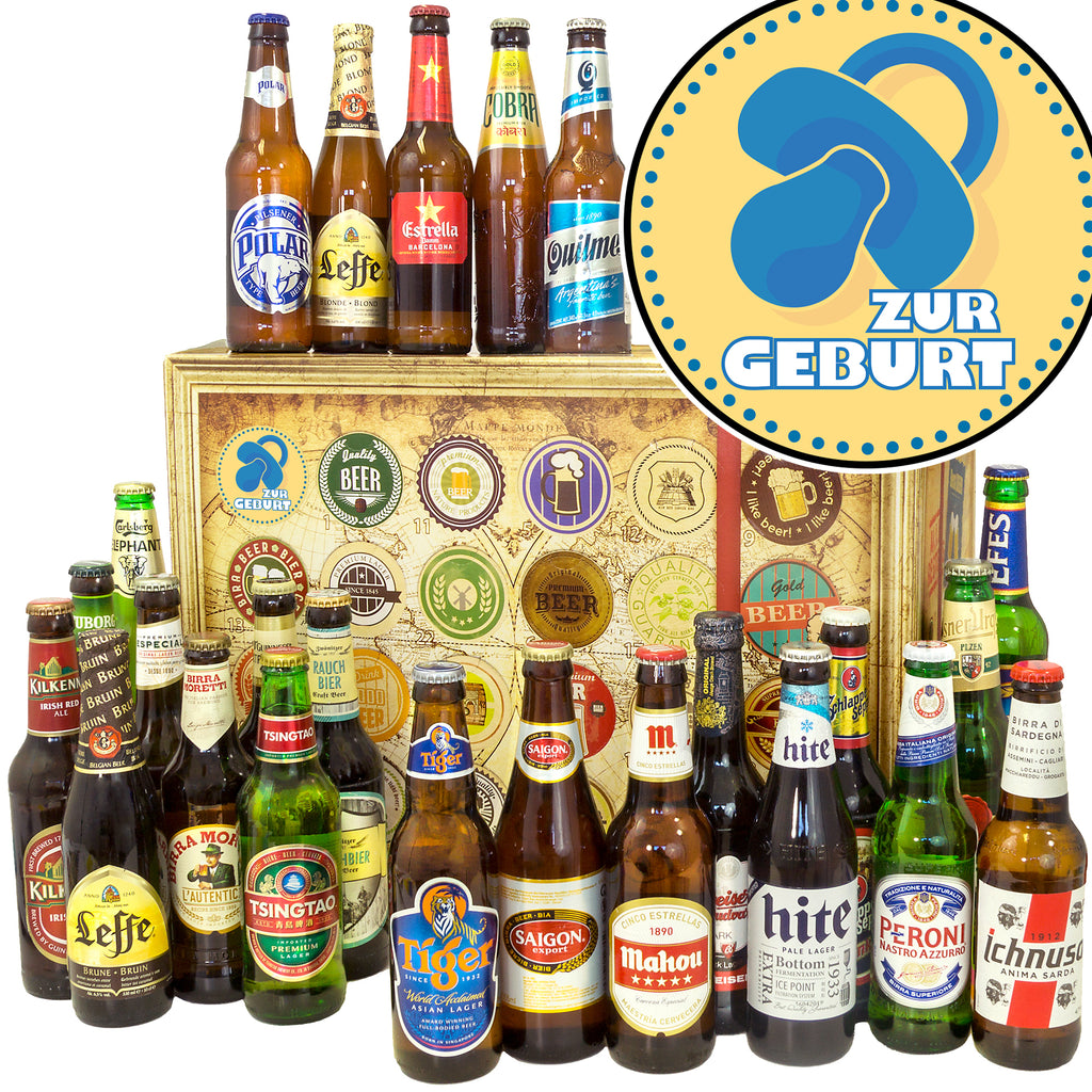 Zur Geburt Junge | 24 Länder Biere der Welt Exoten | Geschenkpaket