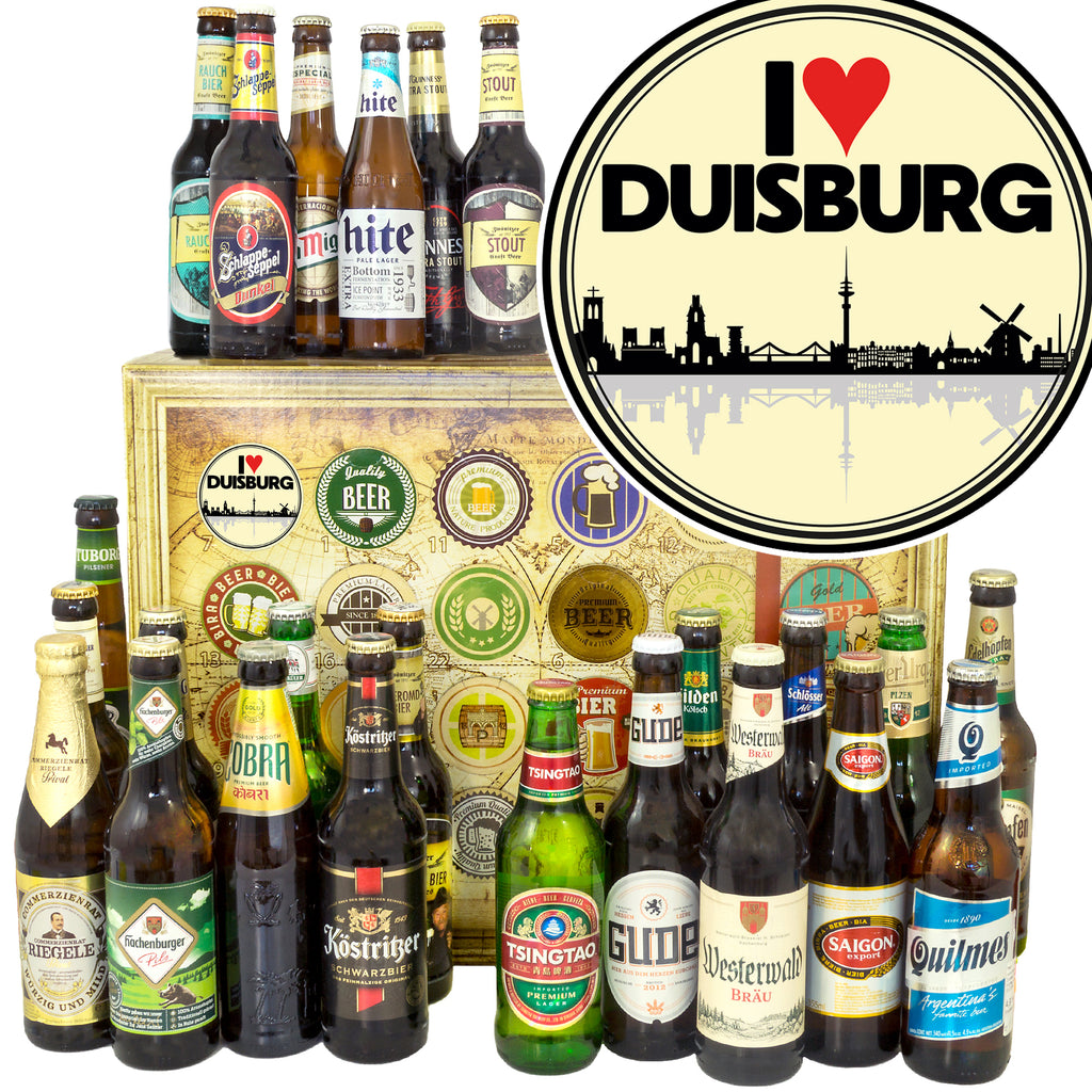 I love Duisburg | 24 Spezialitäten Biere Welt und Deutschland | Biergeschenk
