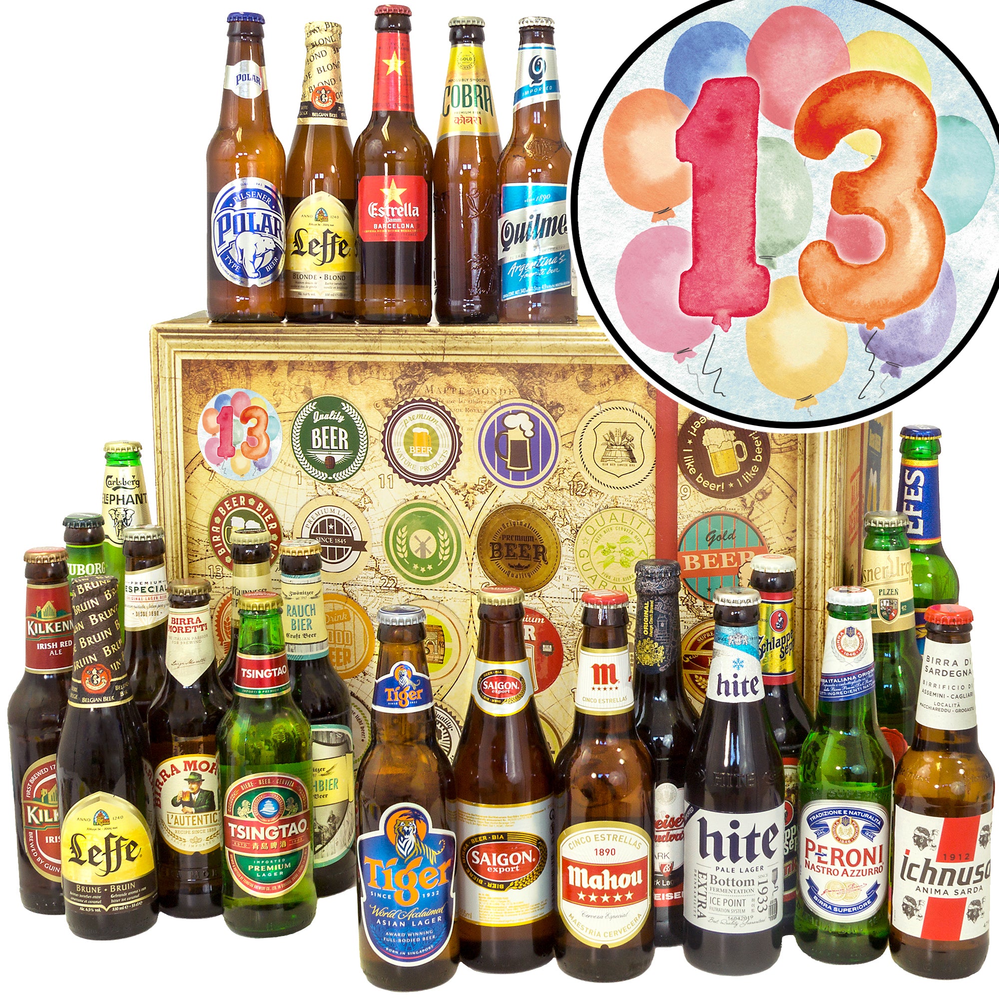 Jahrestag 13 | 24 Länder Bier International | Bierverkostung - monatsgeschenke.de