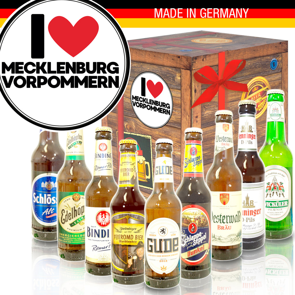 I Love Mecklenburg-Vorpommern | 9 Biersorten Biere Deutschland | Bier Geschenk
