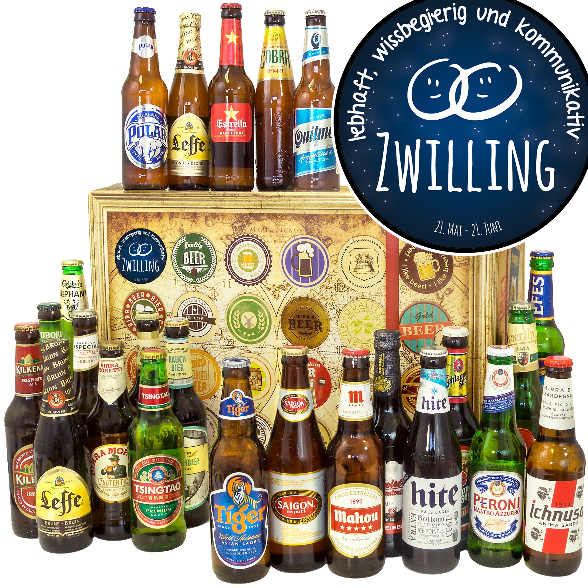 Sternzeichen Zwilling | 24 Länder Bier Weltreise | Bierverkostung - monatsgeschenke.de