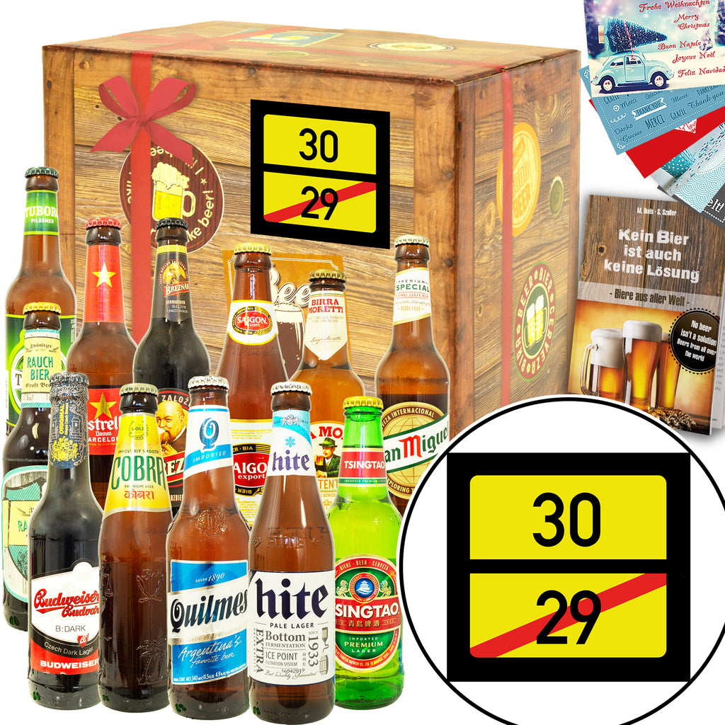 Ortsschild 30 | 12 Flaschen Biere der Welt Exoten | Geschenkidee