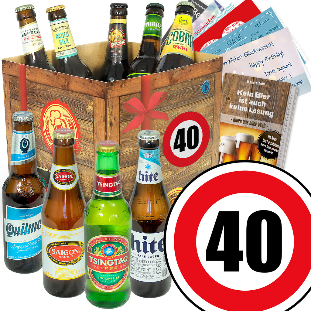 Zahl 40 | 9x Biere der Welt | Geschenk Box