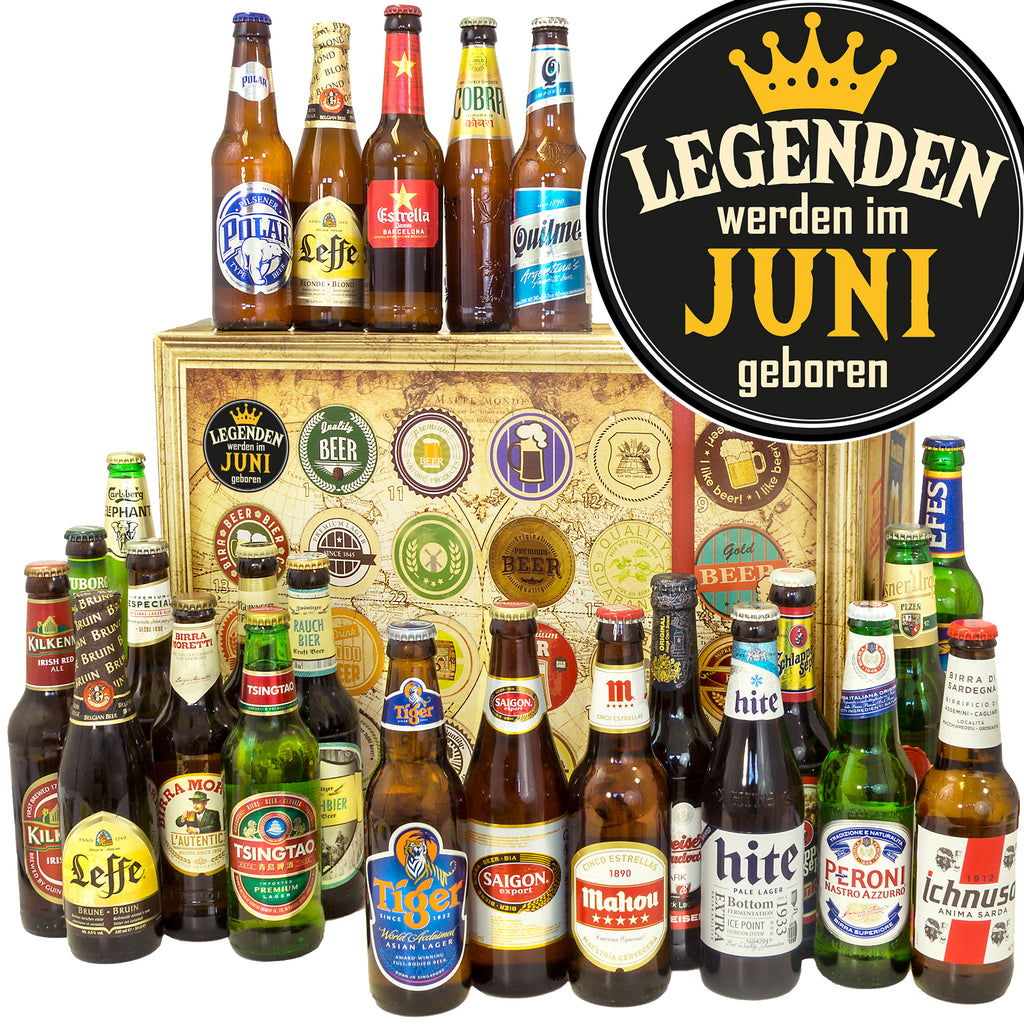 Legende Juni | 24 Biersorten Bier International | Geschenk Box